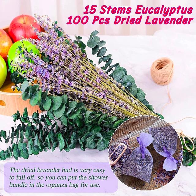115 Pcs Dried Eucalyptus Stems & Lavenders Flowers Bundles for  Shower,Natural Eucalyptu Leaf Hanging Lavender,Fragrance, Decor - AliExpress